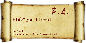 Pláger Lionel névjegykártya
